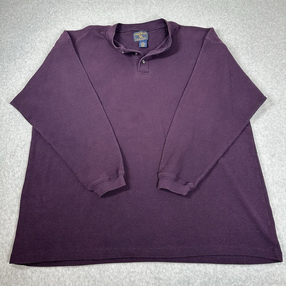 Woolrich Vintage Waffle Knit Henley Men's XXL Thermal Mid weight Long Sleeve‎